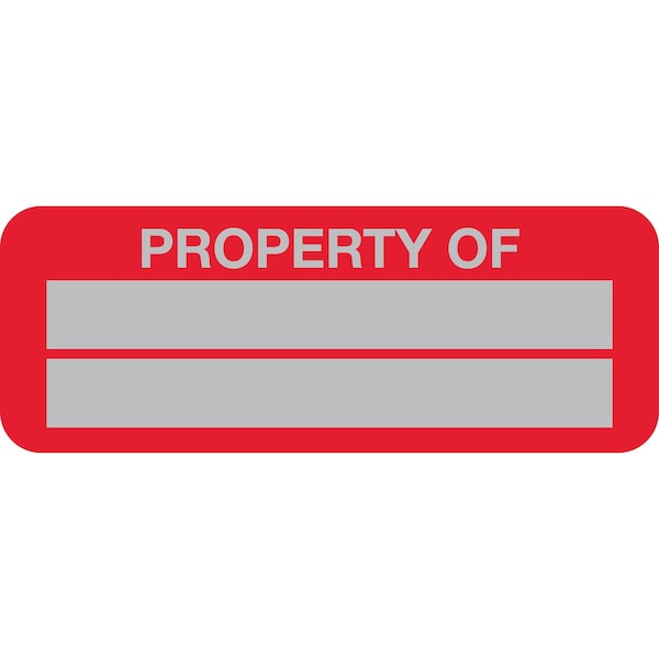 Lustre-Cal Property ID Label PROPERTY OF5 Alum Dark Red 2in x 0.75in 2 Blank No Pads, 100PK 253740Ma2Rd0000 - main